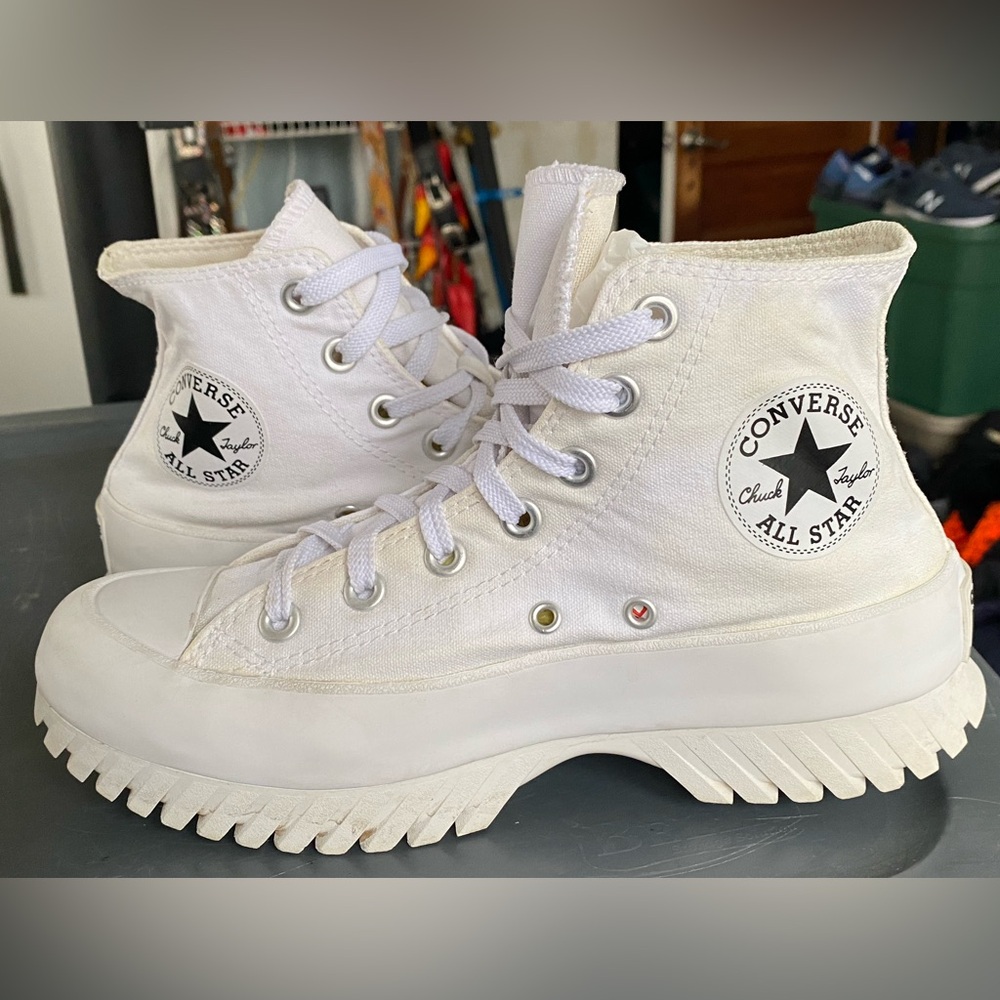 Converse Platform Chuck Taylor Shoes Women's 7.5 White Lugged High Top A00871C